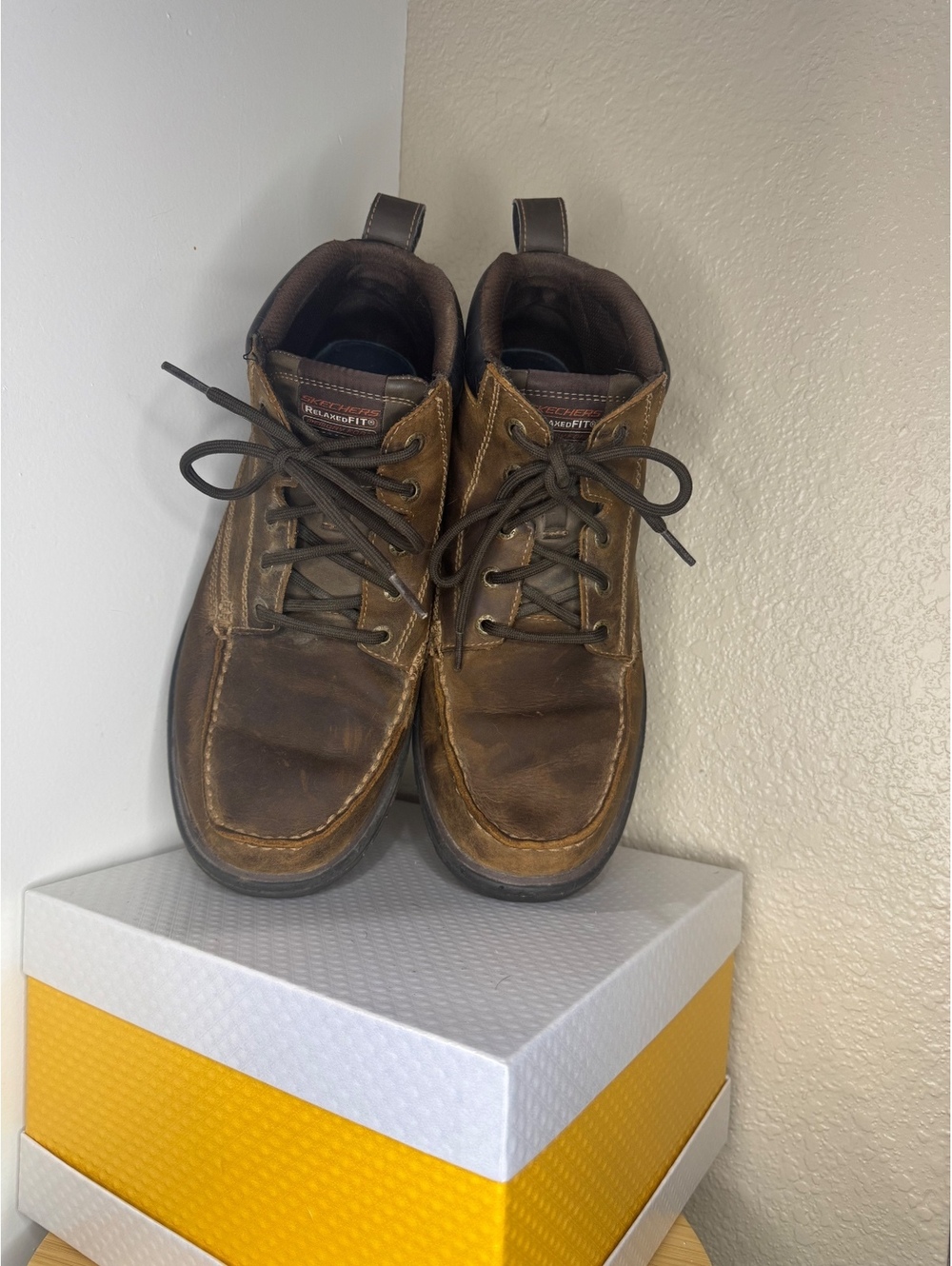 Skechers Segment Brown Leather Chukka Boots Men’s Size 10 Comfort Casual Used - Picture 4 of 6